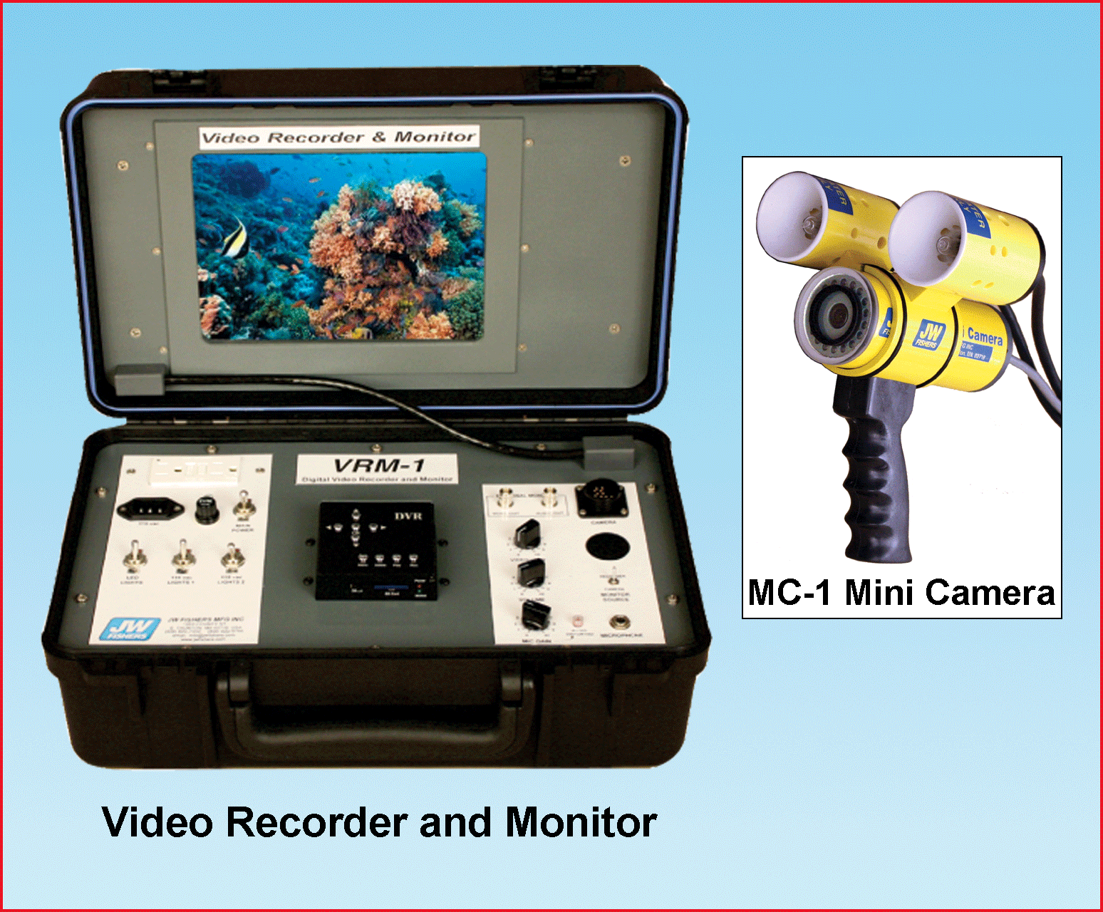 (Left) Video Recorder and Monitor; (Right) MC-1 Mini Camera